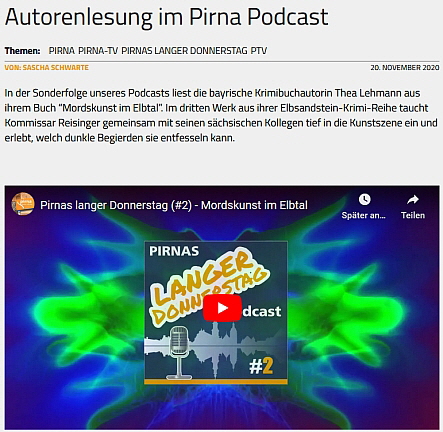 Pirna TV  Podcast Autorenlesung aus "Mordskunst im Elbtal"